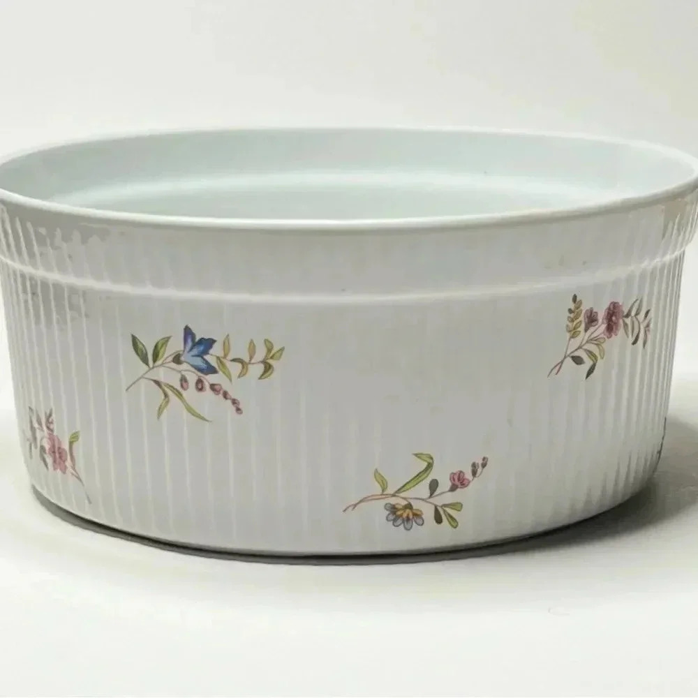 BIA Cordon Bleu Floral Casserole Dish Porcelain Soufflé Baking Pan Bowl